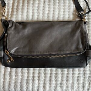 A. BELLUCCI Made in Italy Stylish Black and Gray Leather Bag